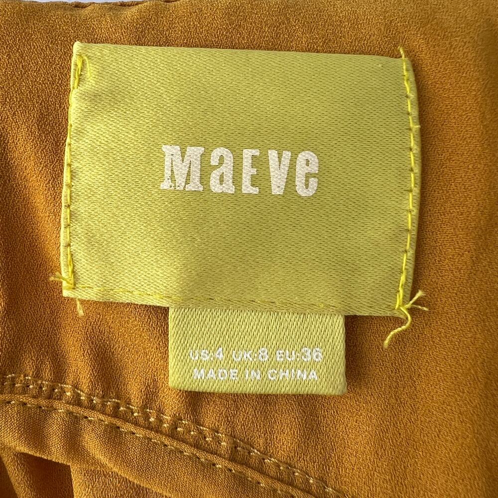 Anthropologie MAEVE Mustard Yellow Floral Embroidered Lace-Up Sleeveless Top 4 - Picture 10 of 12
